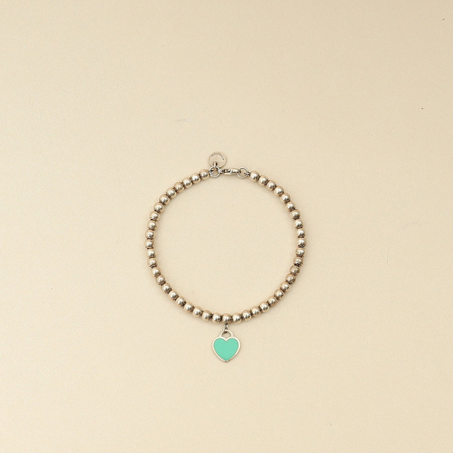 Tiffany & Co. Blue Heart Tag Bead 4mm Bracelet