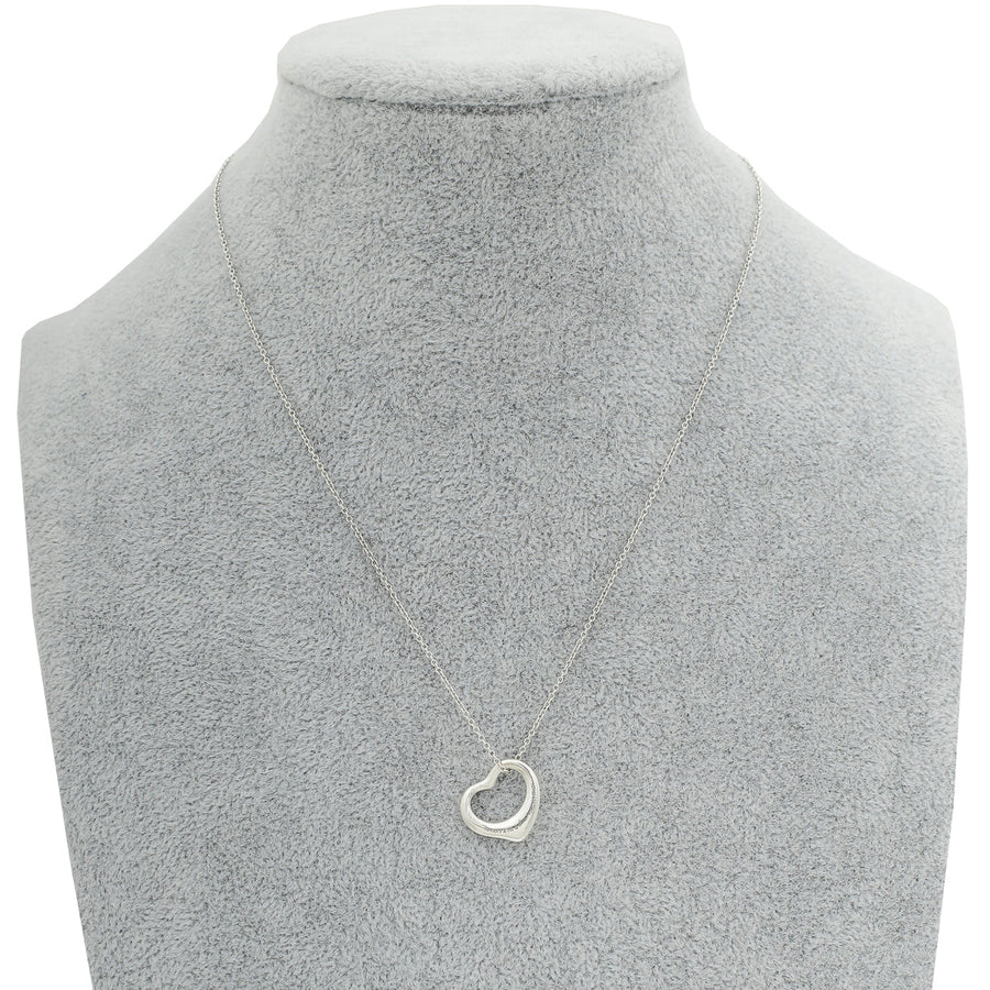 Tiffany & Co Silver Elsa Peretti Open Heart Pendant Necklace
