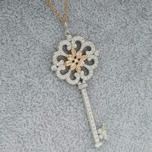 Tiffany & Co 18K Pink Gold Platinum Enchant Primrose Key Diamond Pendant Necklace