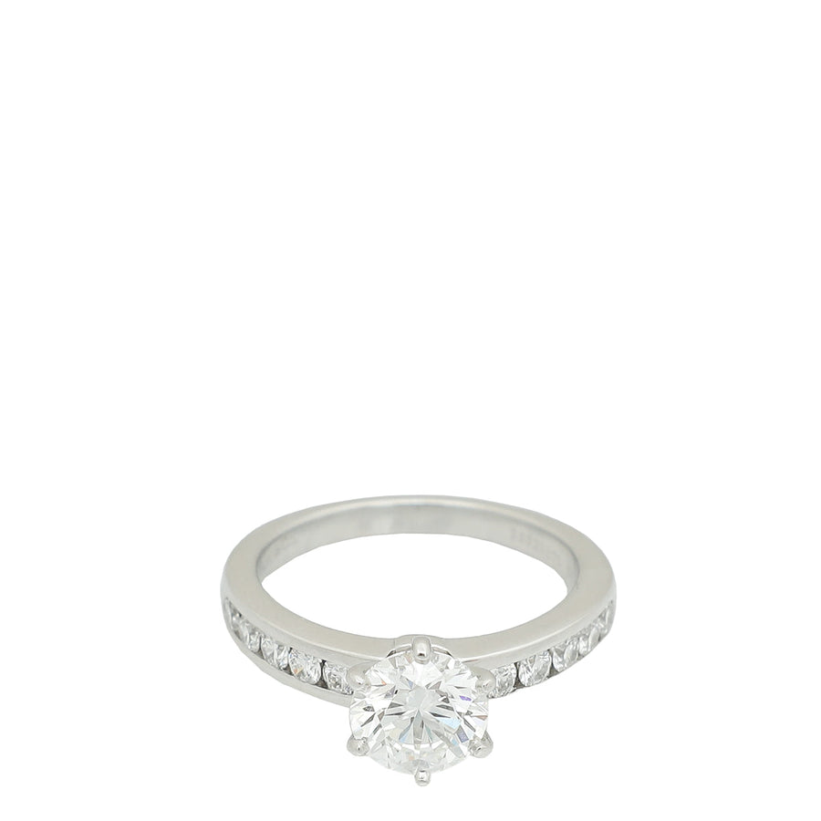 Tiffany & Co, Platinum Setting Engagement Ring with a Channel-set Diamond Band