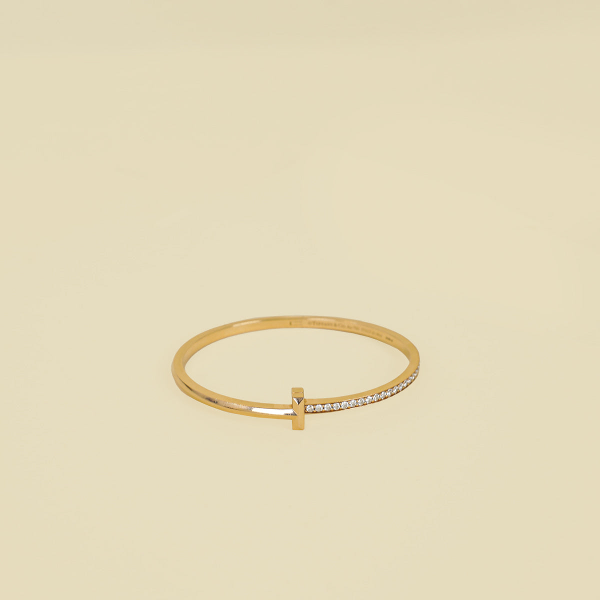 Tiffany & Co. 18K Pink Gold T1 Narrow Diamond Hinged Bangle