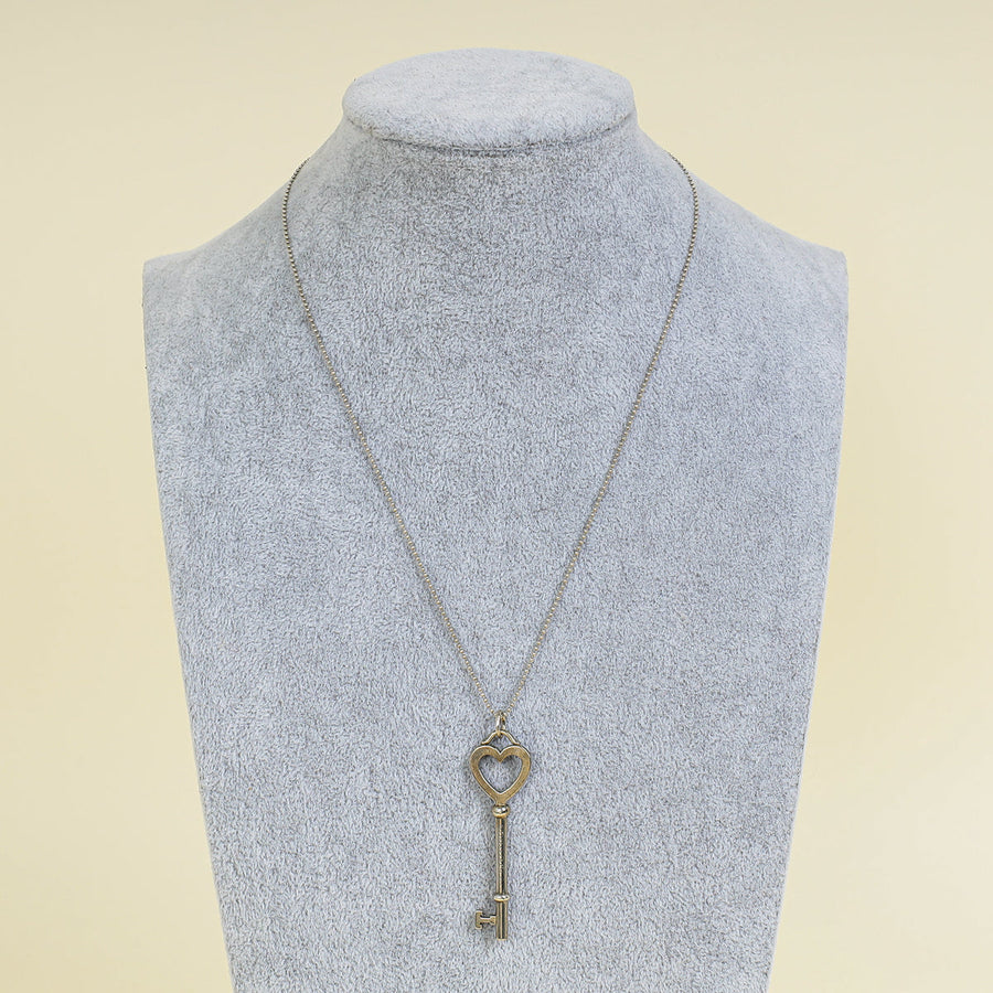 Tiffany & Co. Sterling Silver Heart Key Pendant Necklace