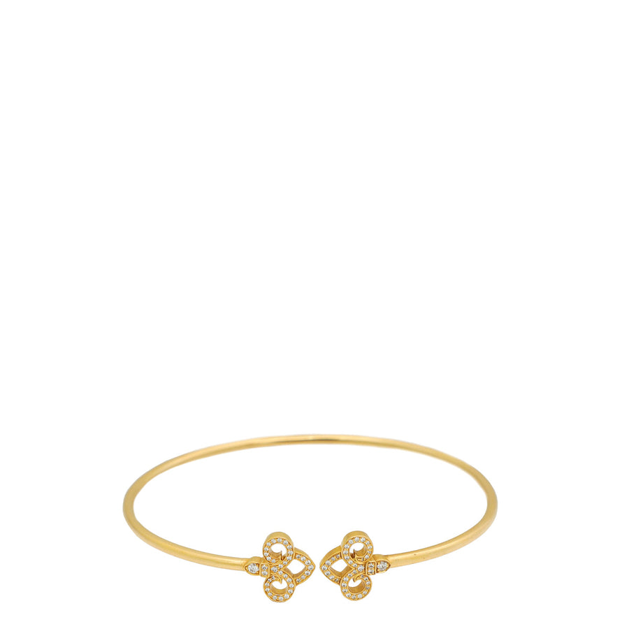 Tiffany & Co. 18K Pink Gold Fleur de Lis Diamond Wire Bracelet 16