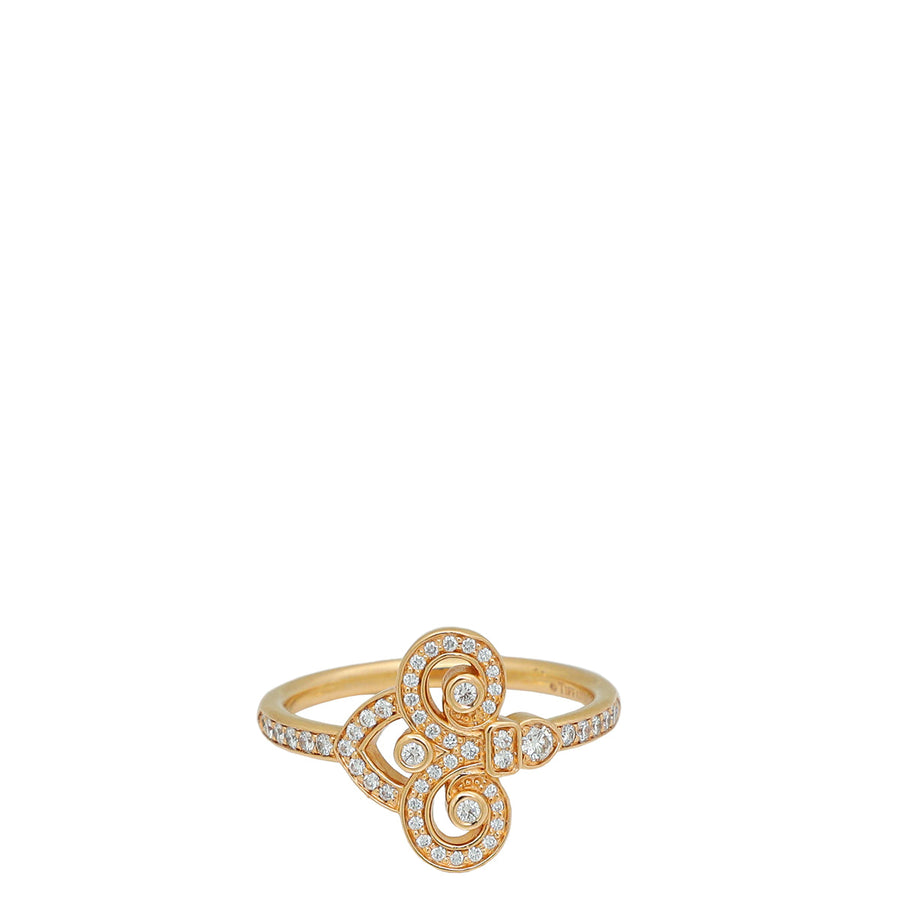 Tiffany & Co. 18K Pink Gold Fleur de Lis Diamond Ring 54