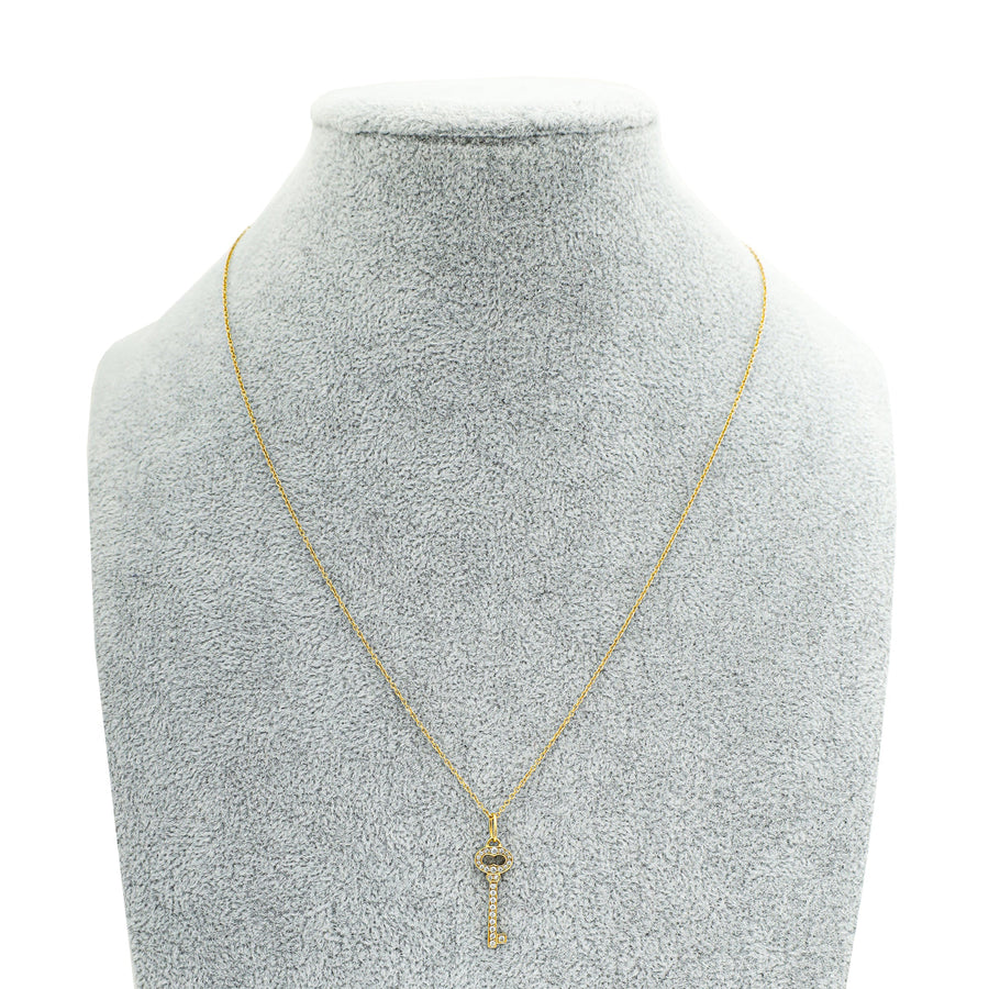 Tiffany & Co. 18K Yellow Gold Mini Vintage Oval Key Diamond Necklace
