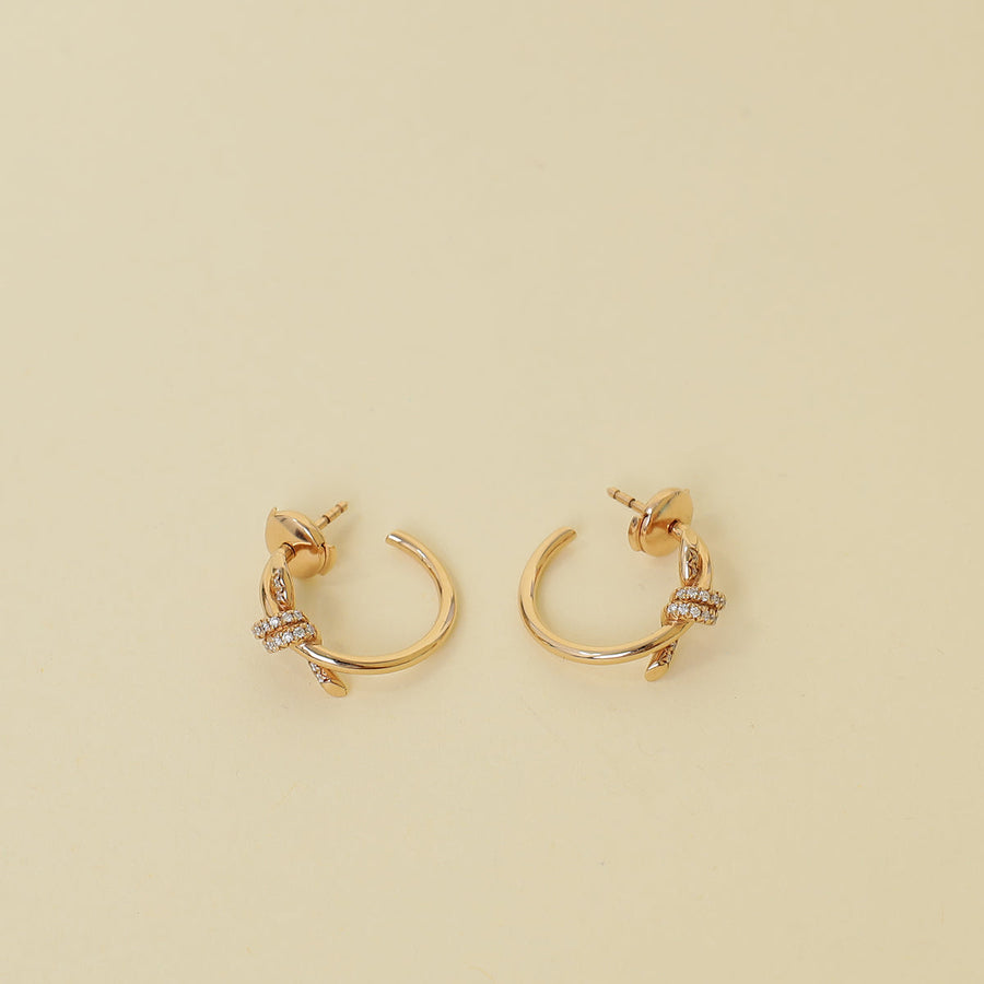 Tiffany & Co. 18K Pink Gold Diamond Knot Hoop Earrings