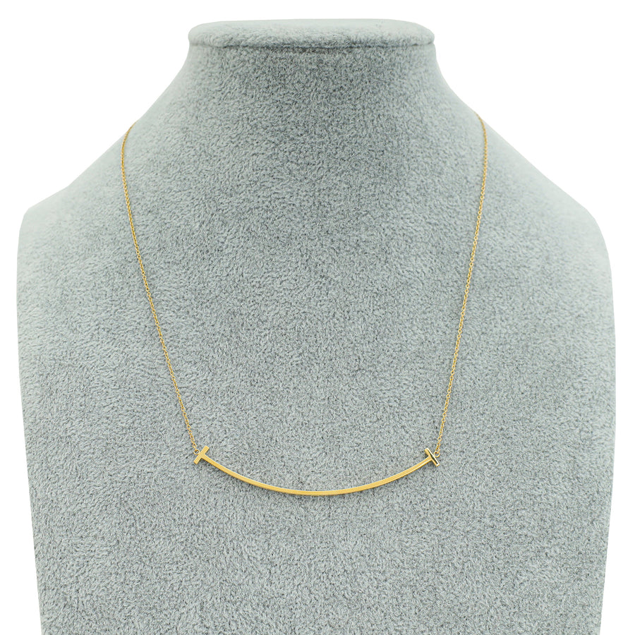 Tiffany & Co. 18K Yellow Gold T Smile Large Model Pendant Necklace