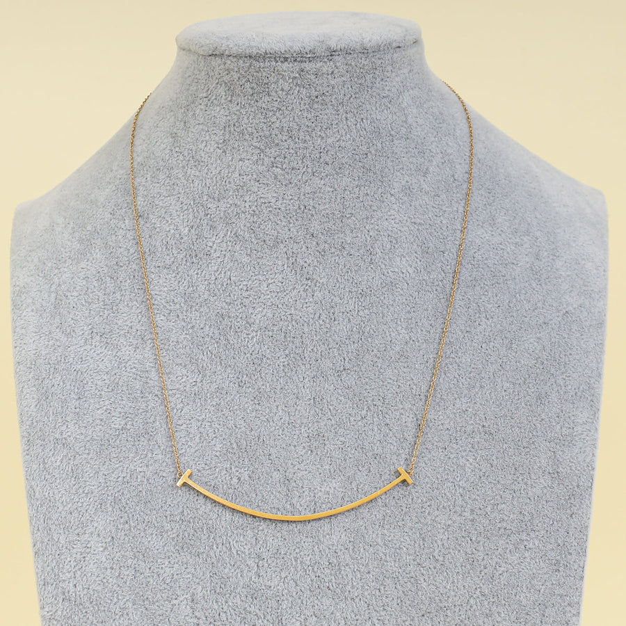 Tiffany & Co. 18K Pink Gold T Smile Pendant Necklace Large Model