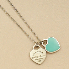 Tiffany & Co. Blue Mini Double Heart Tag Pendant Necklace