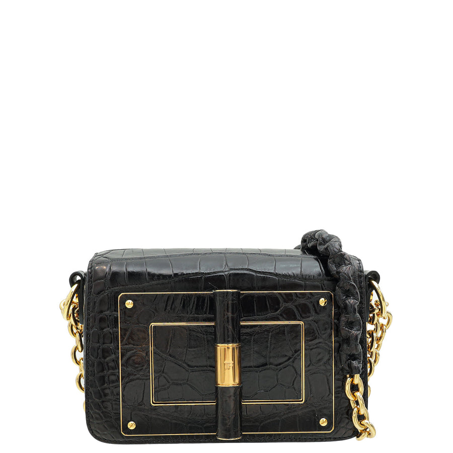 Tom Ford Black Alligator Chain Natalia Shoulder Bag