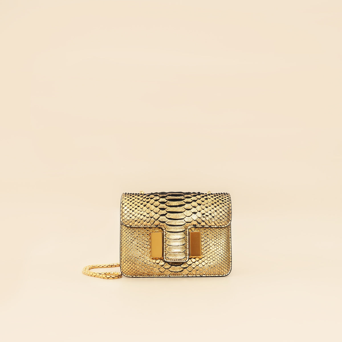 Tom Ford Gold Metallic Python Sienna Shoulder Bag