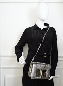 Tom Ford Metallic Silver Python Natalia Shoulder Bag