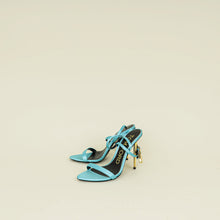 Tom Ford Turquoise Padlock Satin Ankle Wrap Sandal 36