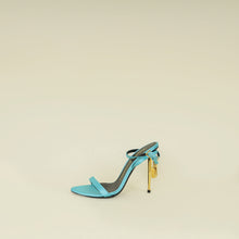 Tom Ford Turquoise Padlock Satin Ankle Wrap Sandal 36