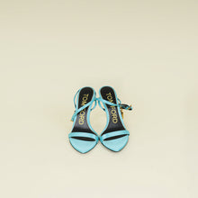 Tom Ford Turquoise Padlock Satin Ankle Wrap Sandal 36