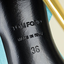 Tom Ford Turquoise Padlock Satin Ankle Wrap Sandal 36