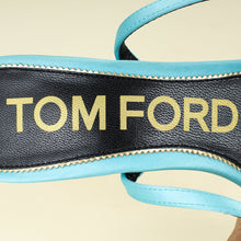 Tom Ford Turquoise Padlock Satin Ankle Wrap Sandal 36