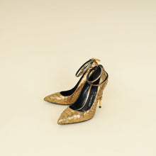 Tom Ford Gold Python Padlock Ankle Wrap Pumps 37.5