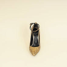 Tom Ford Gold Python Padlock Ankle Wrap Pumps 37.5
