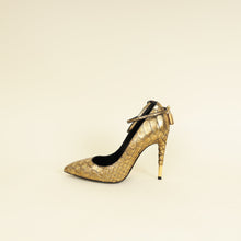 Tom Ford Gold Python Padlock Ankle Wrap Pumps 37.5