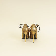 Tom Ford Gold Python Padlock Ankle Wrap Pumps 37.5