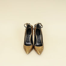 Tom Ford Gold Python Padlock Ankle Wrap Pumps 37.5