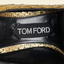 Tom Ford Gold Python Padlock Ankle Wrap Pumps 37.5