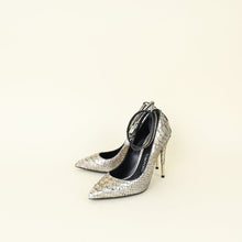 Tom Ford Metallic Silver Python Padlock Ankle Wrap Pumps 38
