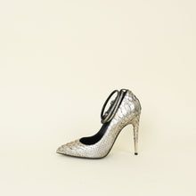 Tom Ford Metallic Silver Python Padlock Ankle Wrap Pumps 38