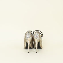 Tom Ford Metallic Silver Python Padlock Ankle Wrap Pumps 38