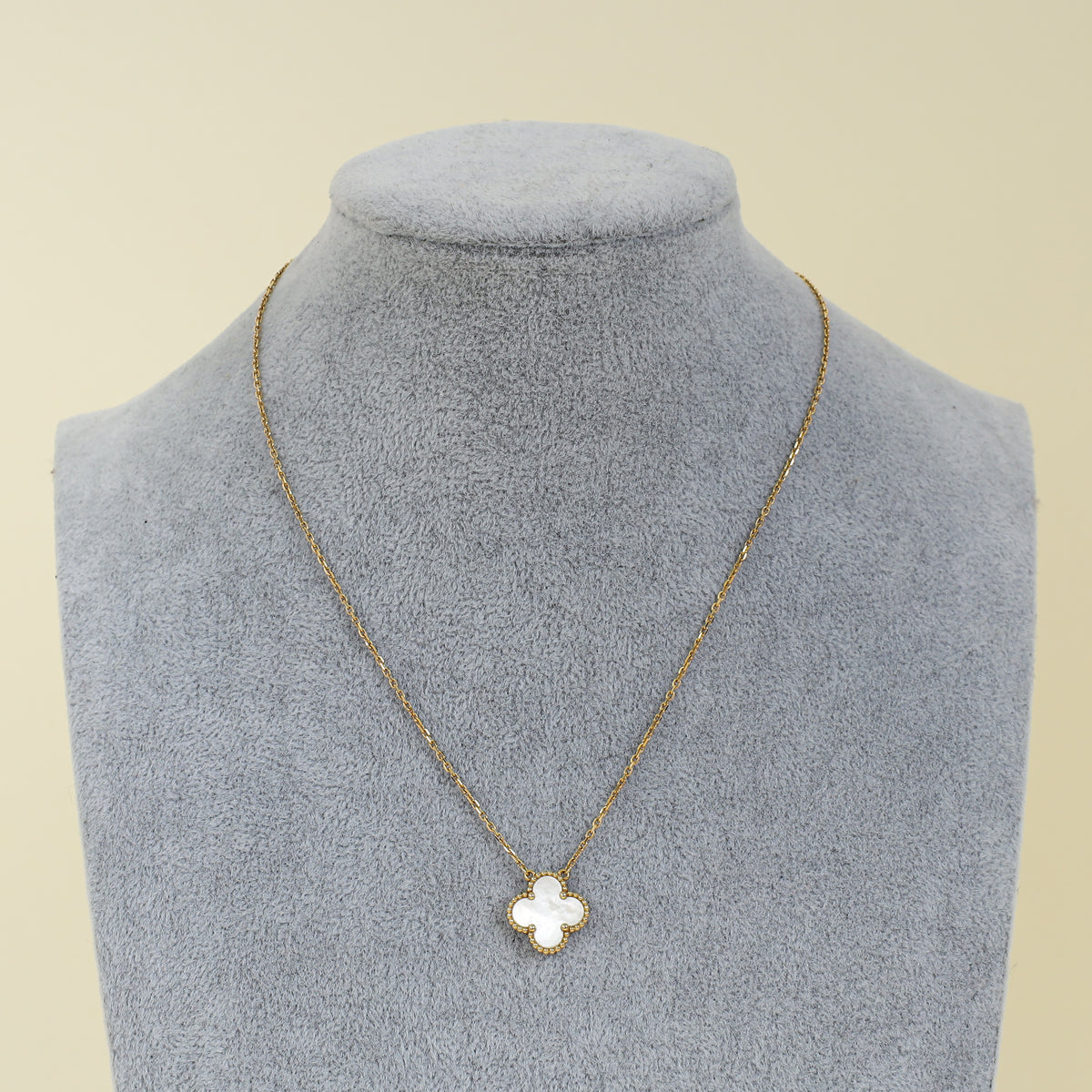 Van Cleef & Arpels 18K Yellow Gold Vintage Alhambra MOP Pendant Necklace