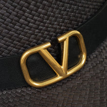 Valentino Black Vlogo Straw Sun Hat