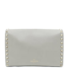 Valentino Gray Rockstud Flip Lock Flap Crossbody Bag