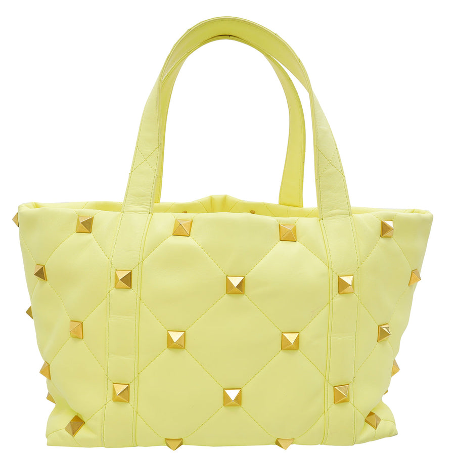 Valentino Lime Roman Stud Tote Bag