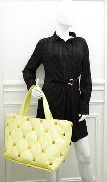 Valentino Lime Roman Stud Tote Bag
