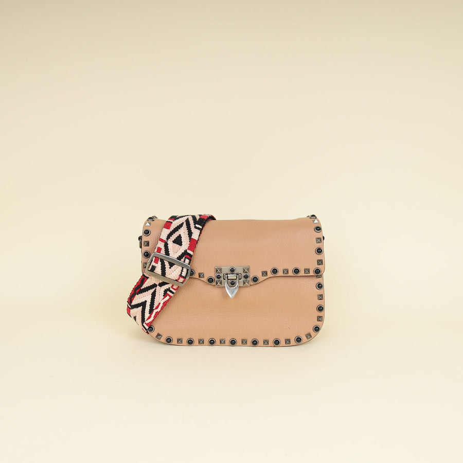 Valentino Blush Rockstud Rolling Flap Medium Bag