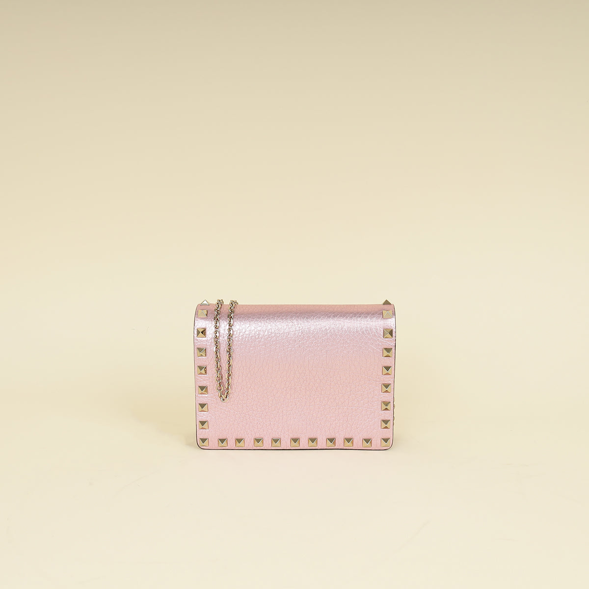 Valentino Metallic Pink Rockstud Chain Pouch