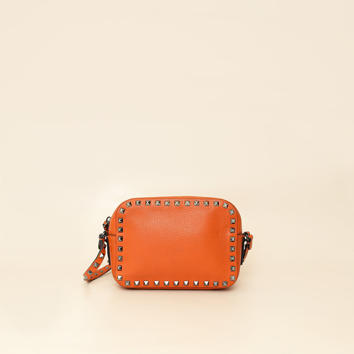 Valentino Orange Rockstud Camera Crossbody Bag