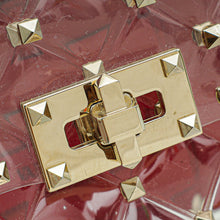 Valentino Clear PVC Rockstud Spike Top Handle Flap Bag