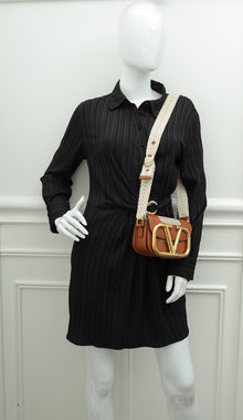 Valentino Bicolor Linen Supervee Small Crossbody Bag