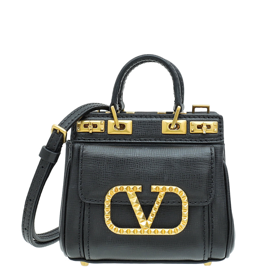 Valentino Black Micro Rockstud Alcove Bag