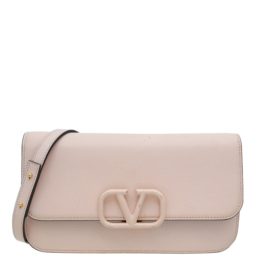Valentino Light Pink VLogo Flap Shoulder Bag