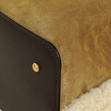 Valentino Chocolate Olive VLogo Signature Small Fur Shopping Bag