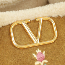 Valentino Chocolate Olive VLogo Signature Small Fur Shopping Bag