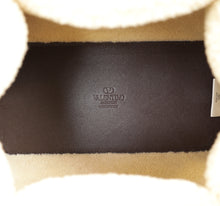 Valentino Chocolate Olive VLogo Signature Small Fur Shopping Bag