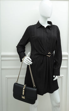 Valentino Black Glam Lock Medium Flap Bag