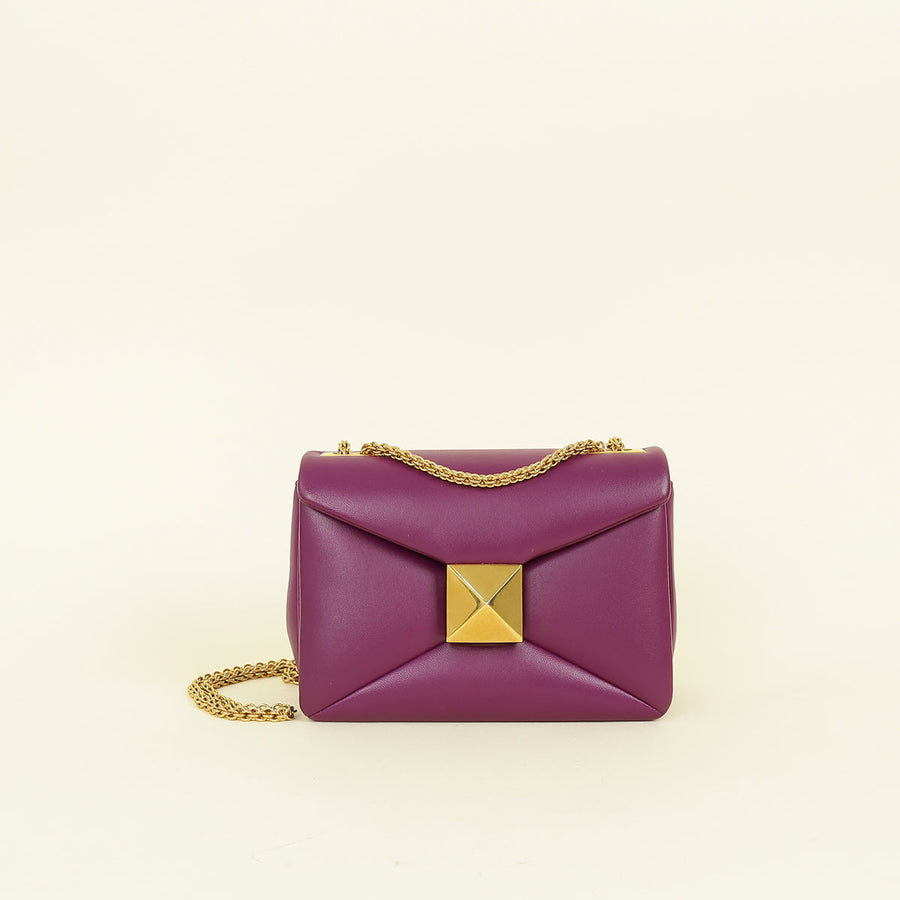 Valentino Prune One Stud Flap Shoulder Bag