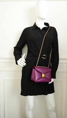 Valentino Prune One Stud Flap Shoulder Bag