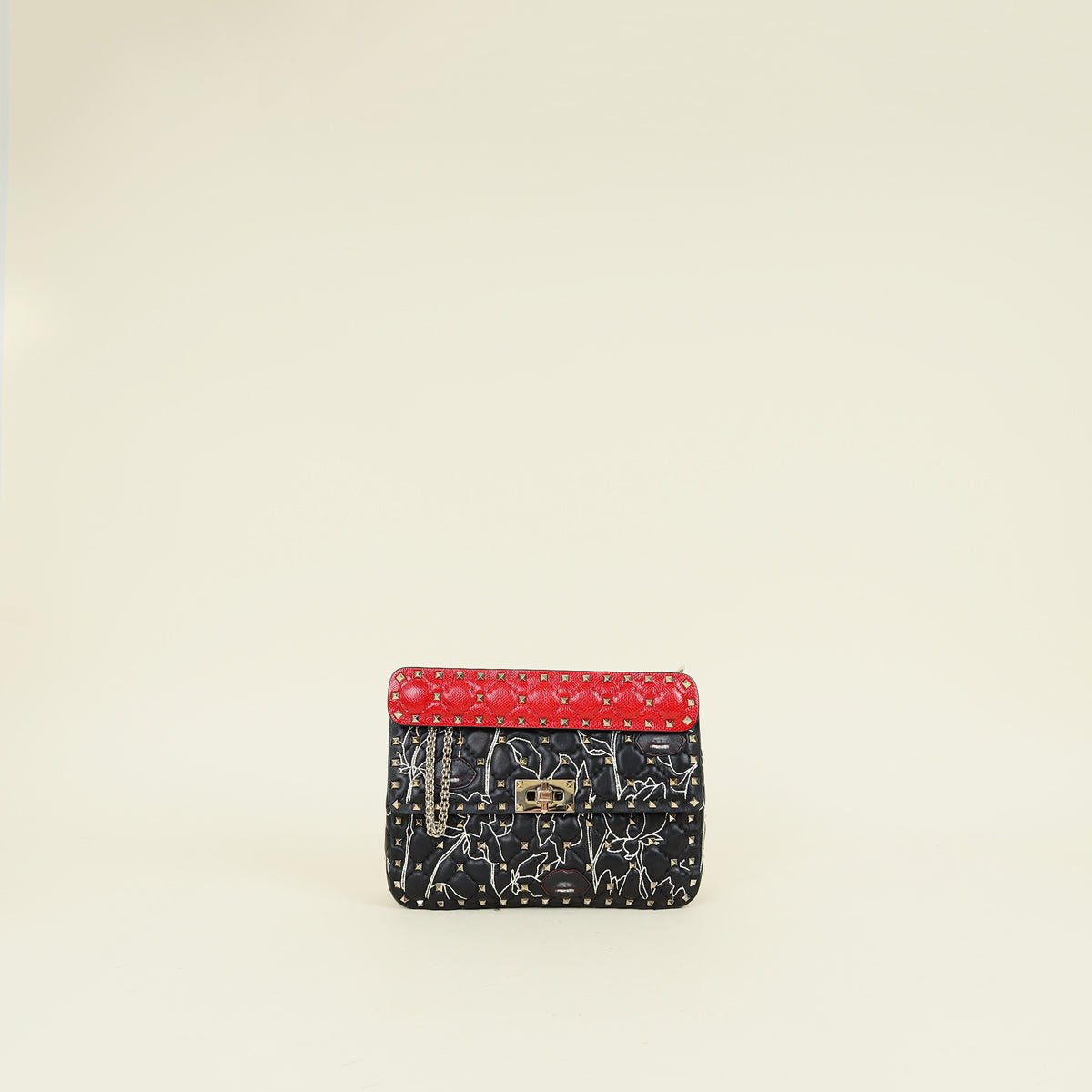 Valentino Black x Undercover Embroidered Rockstud Spike Shoulder Bag
