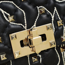 Valentino Black x Undercover Embroidered Rockstud Spike Shoulder Bag